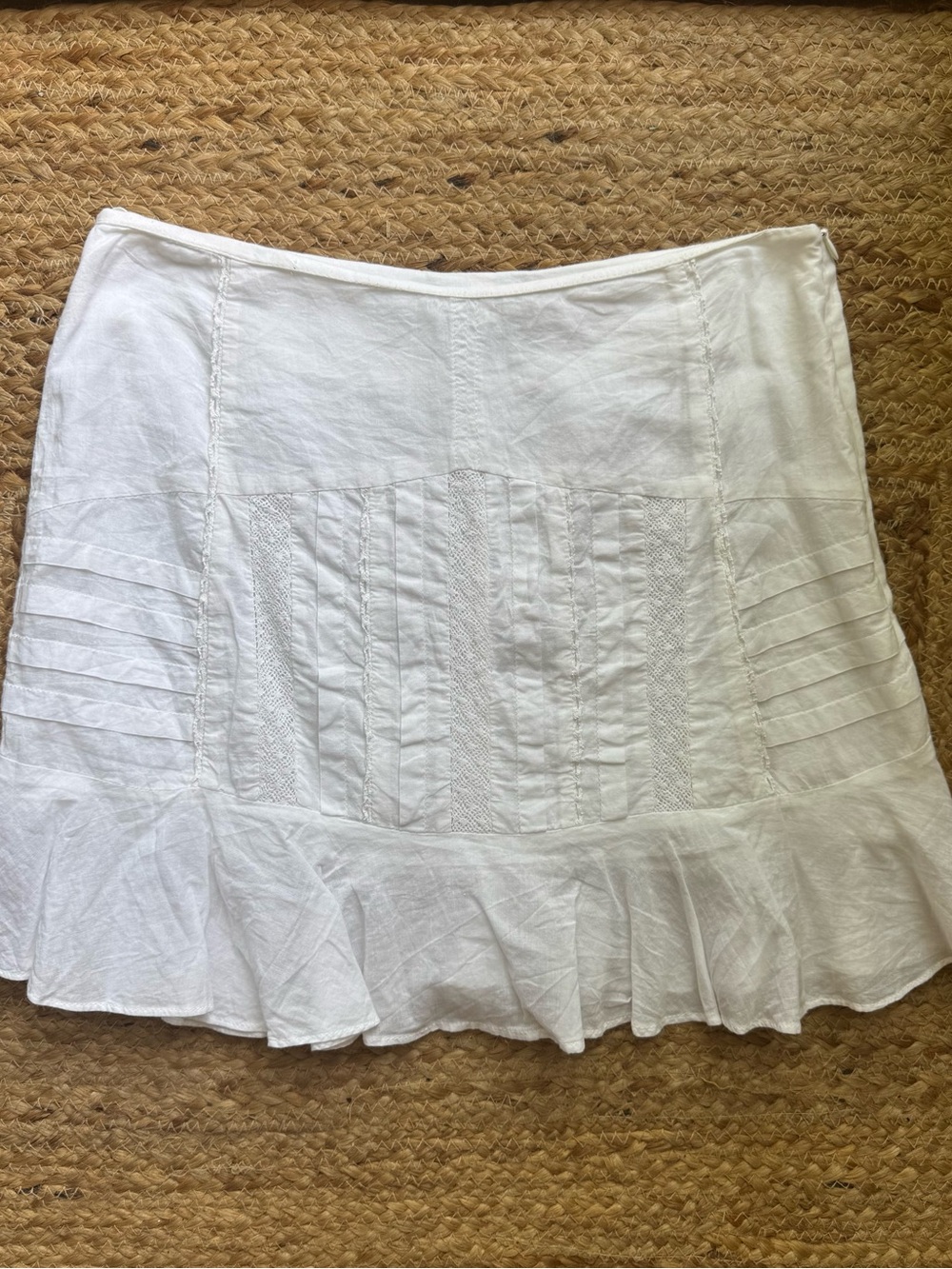Maurie + Eve Ludic White Cotton Mini Skirt Pleated Sz 8